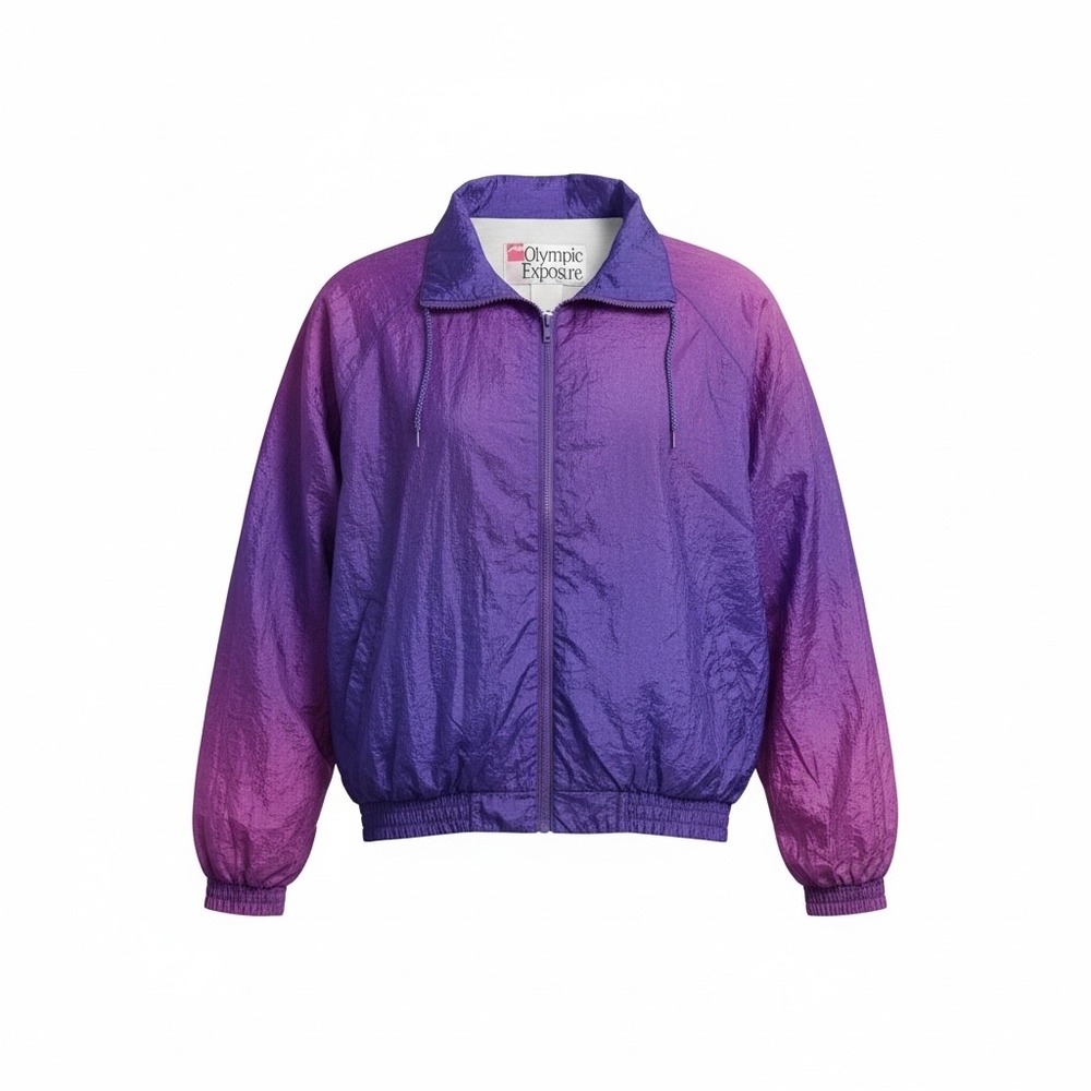 VTG Purple Pink Ombre Track Jacket‎ Windbreaker Full Zip Women’s L Retro 90s 80s